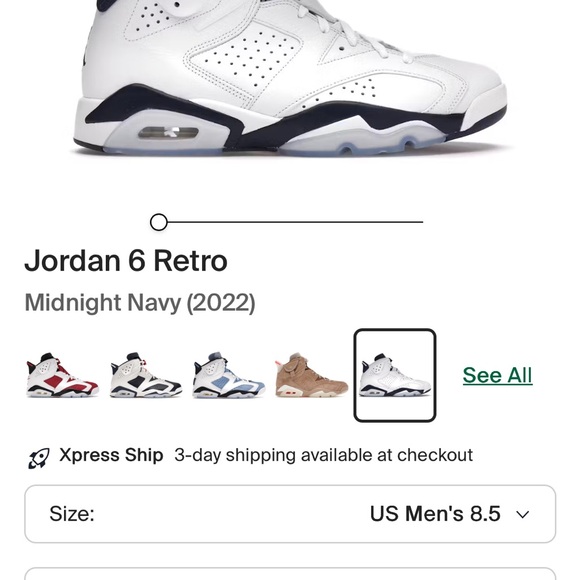 Jordan 6 Retro White and Navy Sneakers - Picture 1 of 2